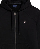 Mens Hoodie Open Front Cotton Polyester Terry Slight Sheen Urban Western Aesthetic Yoke Copper Zipper - Black 63_681H008_NEG194007_8