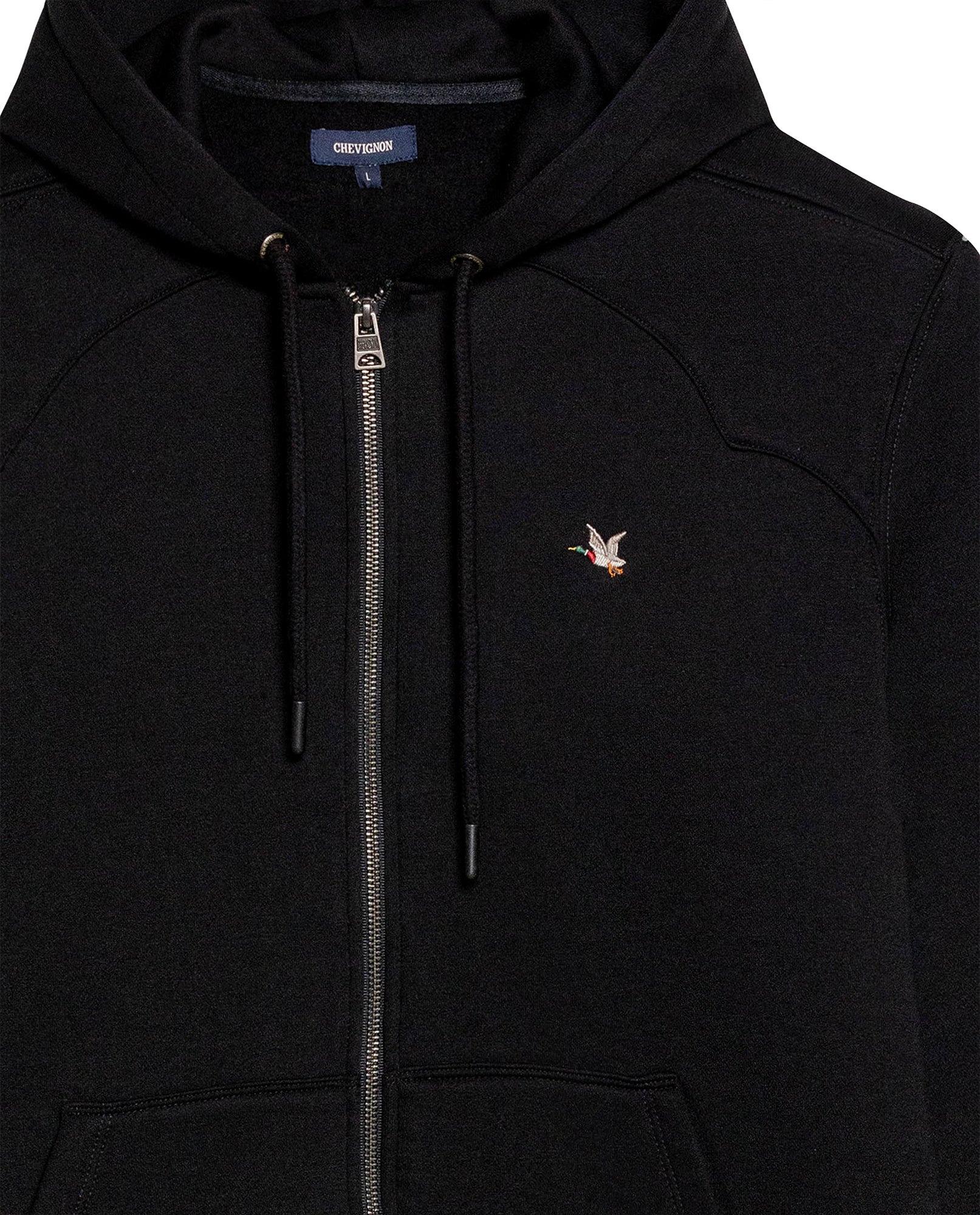 Mens Hoodie Open Front Cotton Polyester Terry Slight Sheen Urban Western Aesthetic Yoke Copper Zipper - Black 63_681H008_NEG194007_8