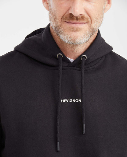 Men's Hooded Pullover with Mini Print - Black - 3