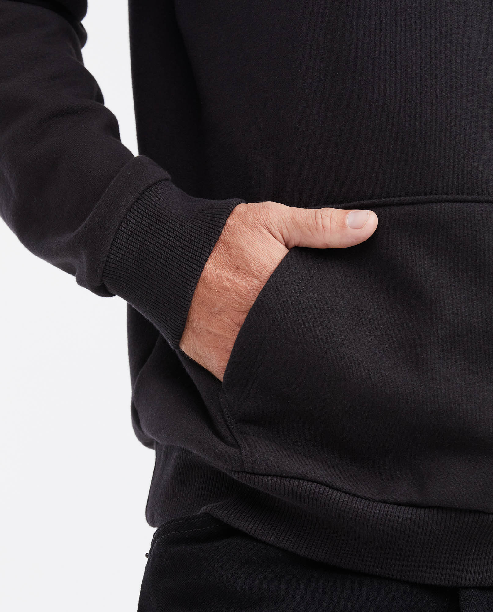 Men's Hooded Pullover with Mini Print - Black - 4