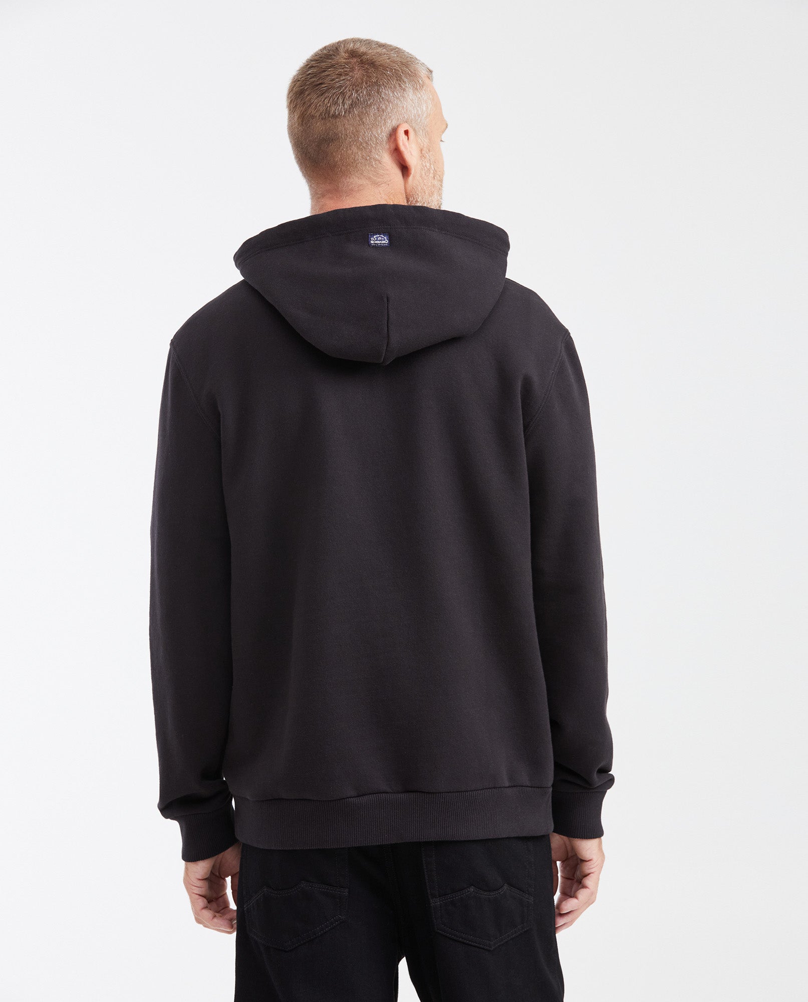 Men's Hooded Pullover with Mini Print - Black - 5