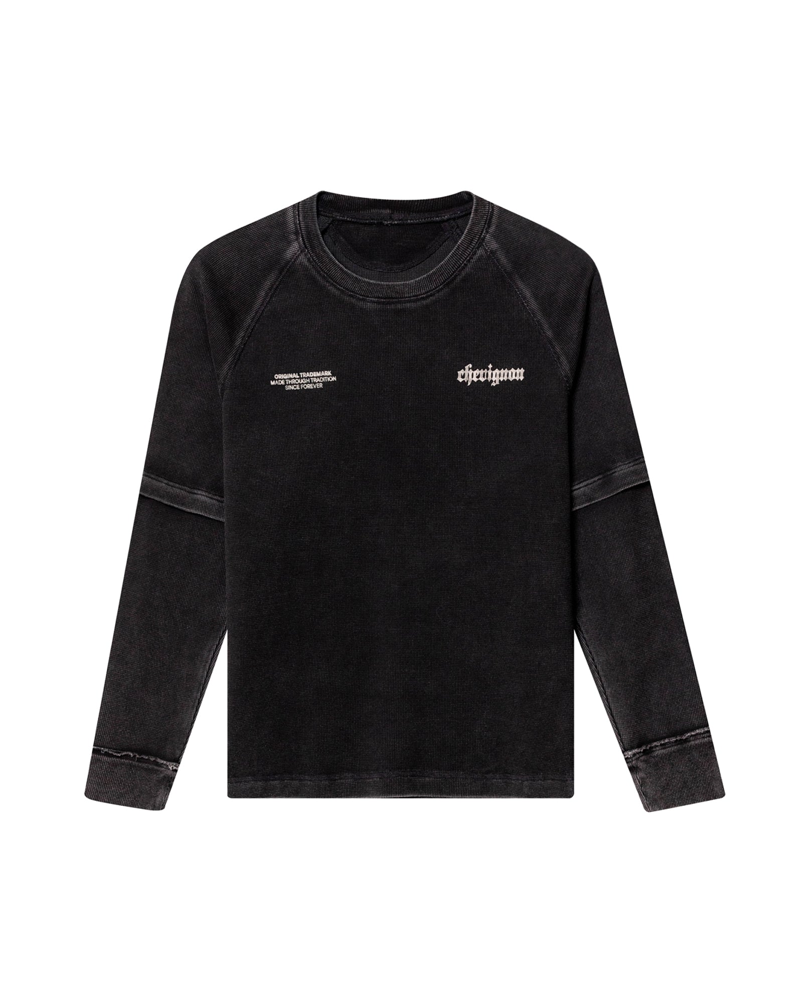Mens Double-Layer Textured Sweatshirt - Special Collection - Black 63_682H201_NEG194007_4