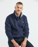 ZIP MOCKNECK SWEATSHIRT IN NAVY