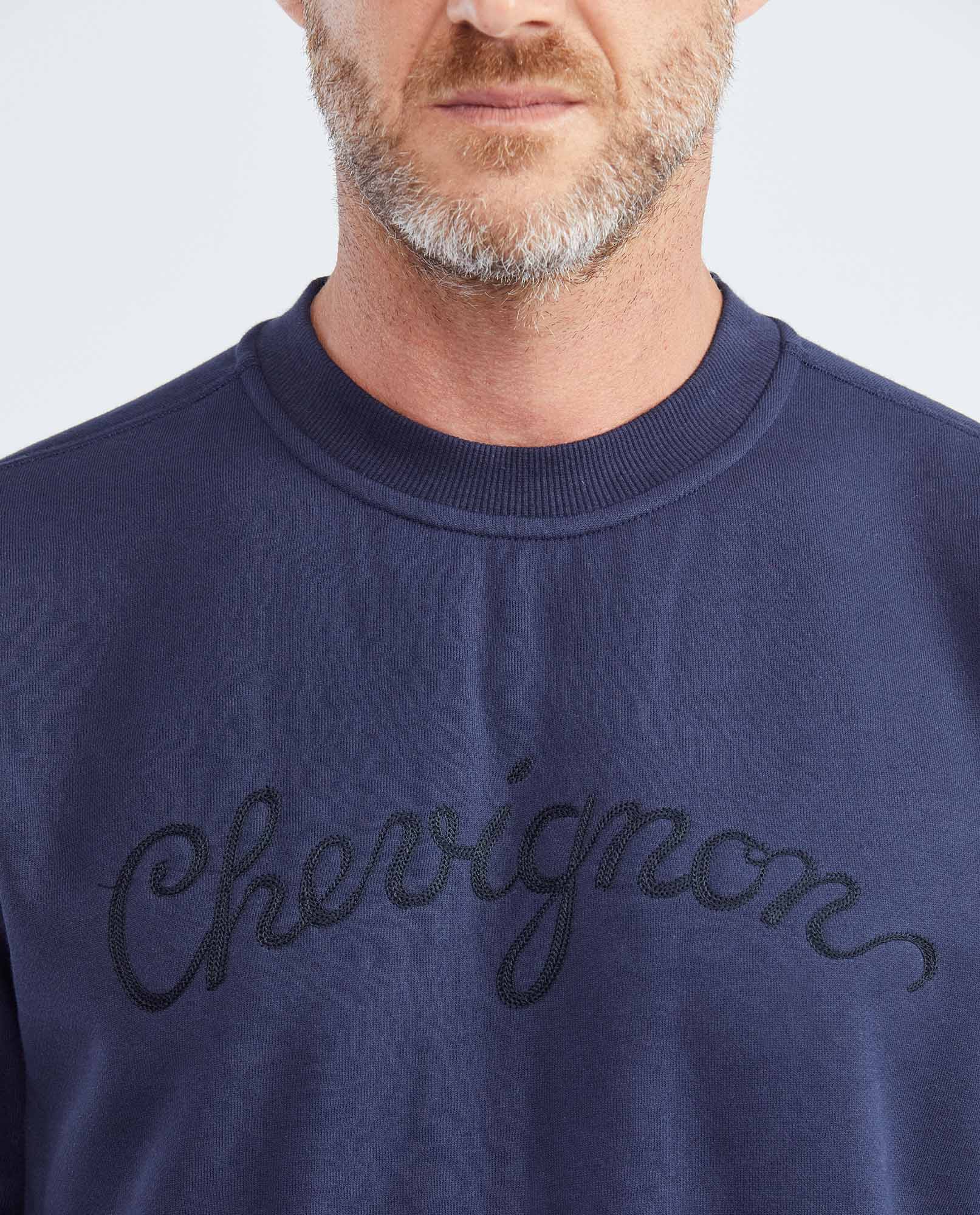 Men's France Crewneck Sweatshirt Chest Embroidery Cotton-Polyester - 3