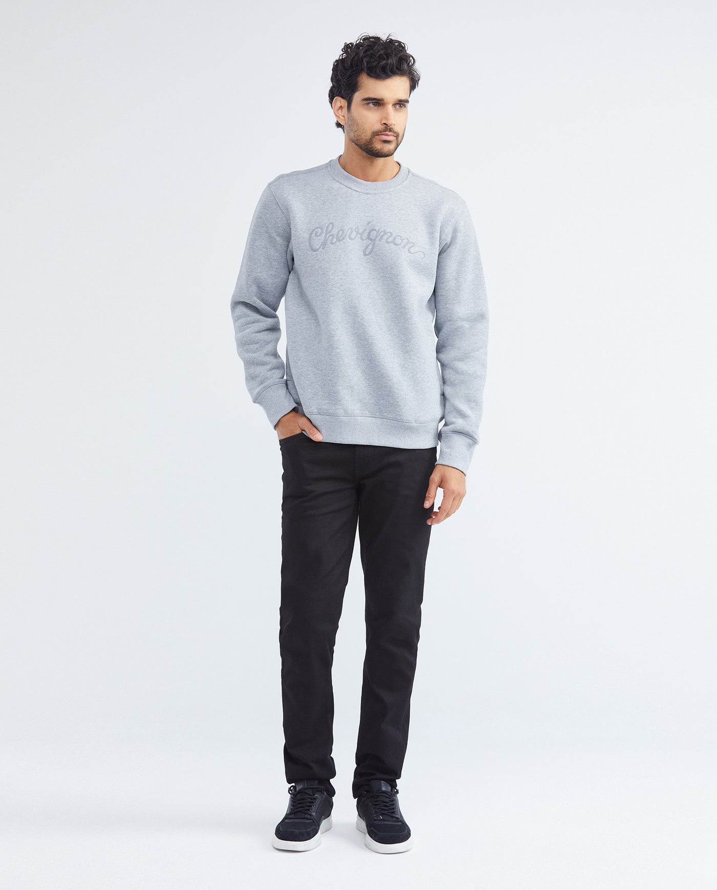 Men's France Crewneck Sweatshirt Chest Embroidery Cotton-Polyester - 2