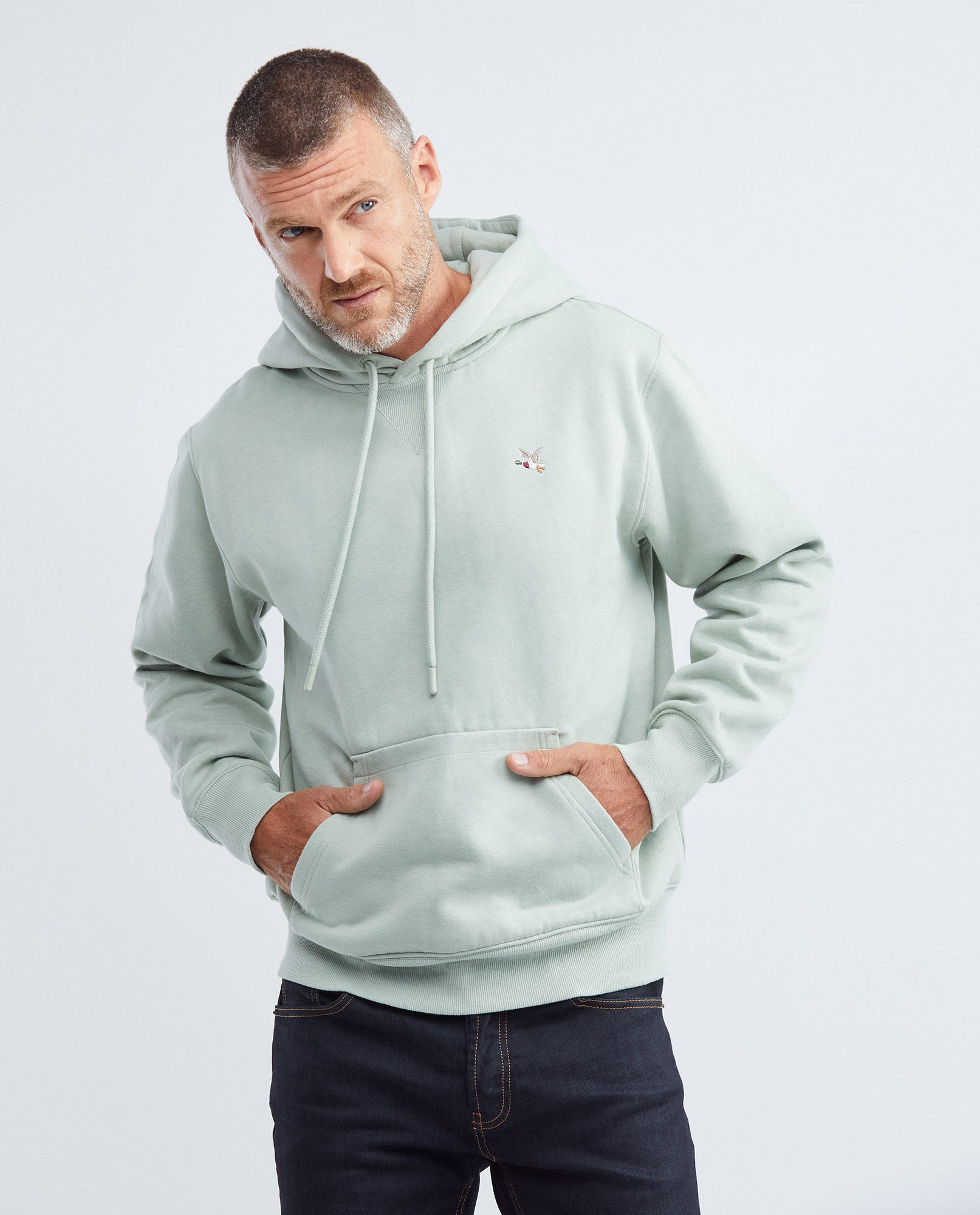 Men's France Hoodie Duck Embroidery Drawstring Cotton-Polyester - 1