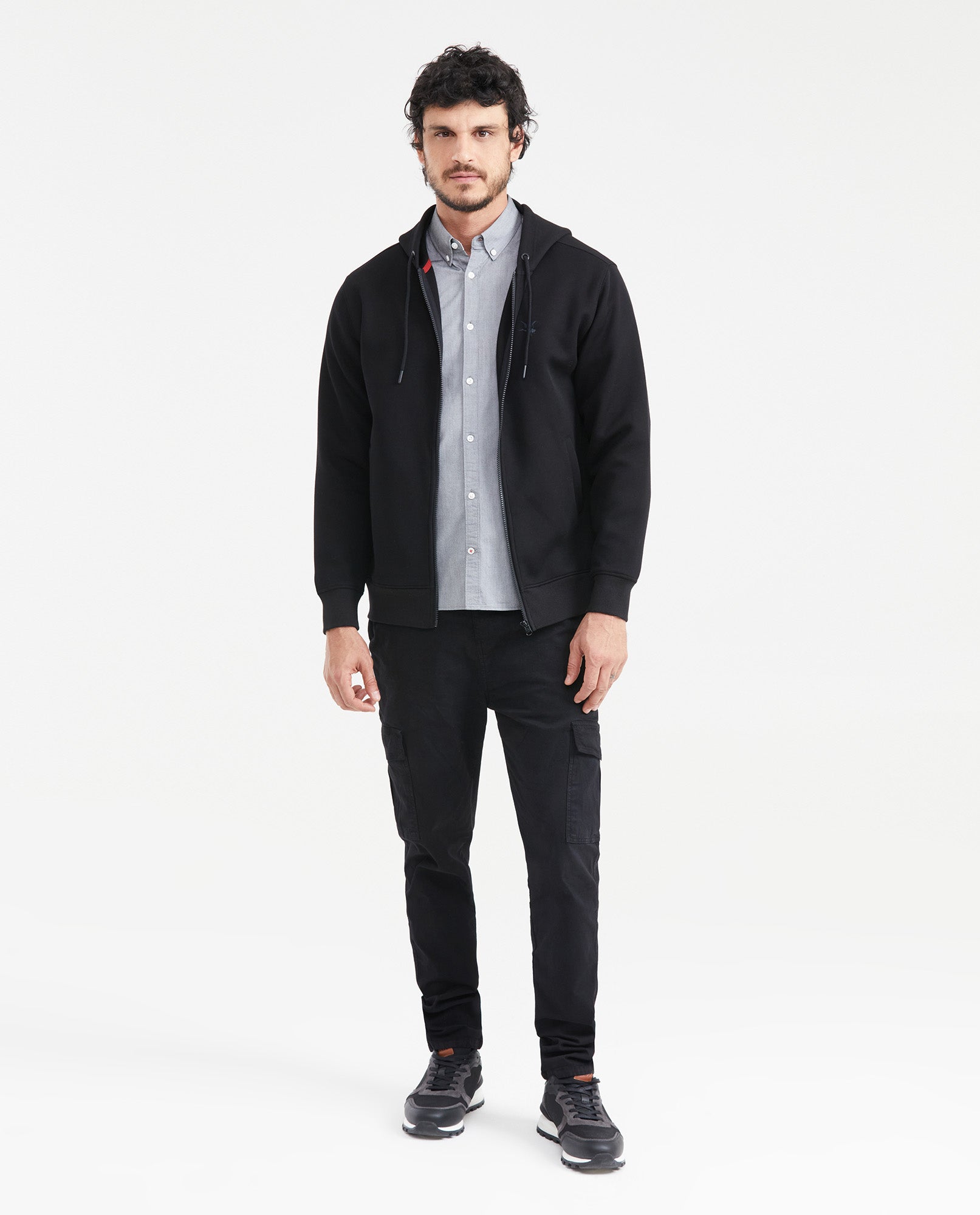 Men's Full-Zip Hooded Sweatshirt in Cotton-Polyester Blend - 5