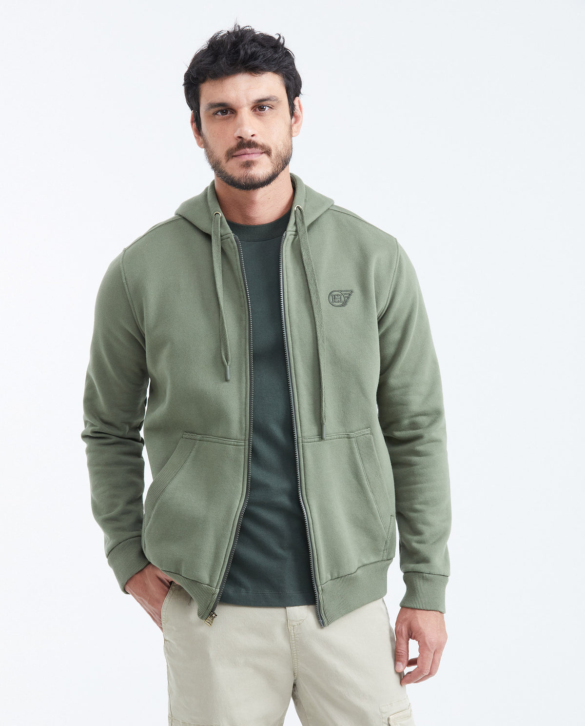 Men´s Cotton-Blend Zip Hoodie - Green 63_689F008_VER180312_0
