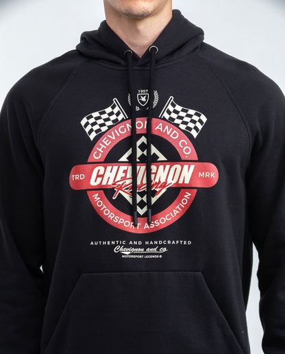 Men's Hoodie, Closed with Hood - Chevignon Racing Graphic - Black - 3