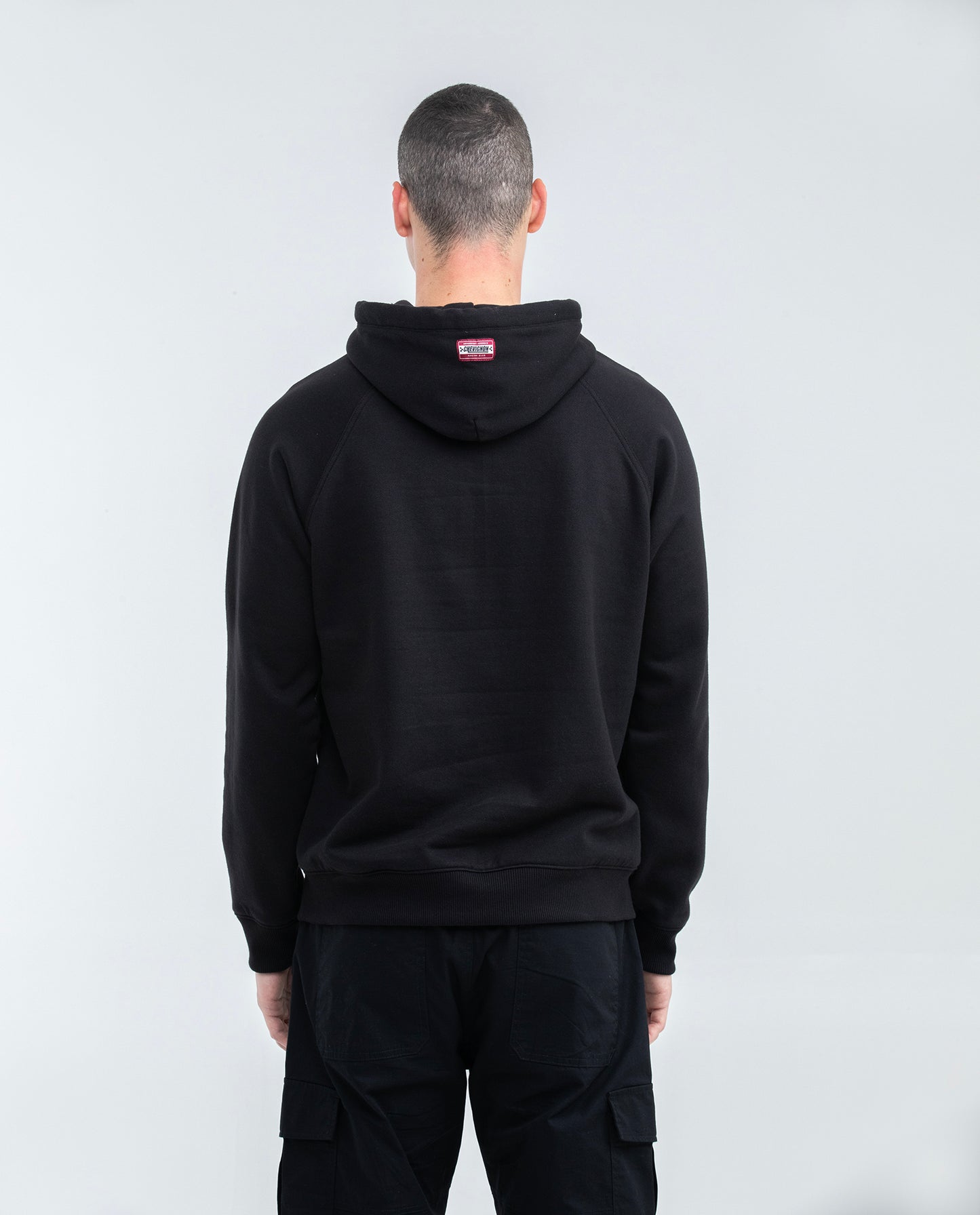 Men's Hoodie, Closed with Hood - Chevignon Racing Graphic - Black - 4