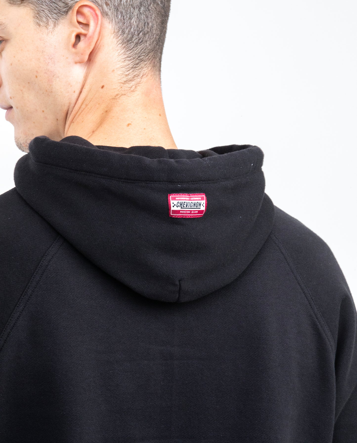 Men's Hoodie, Closed with Hood - Chevignon Racing Graphic - Black - 5