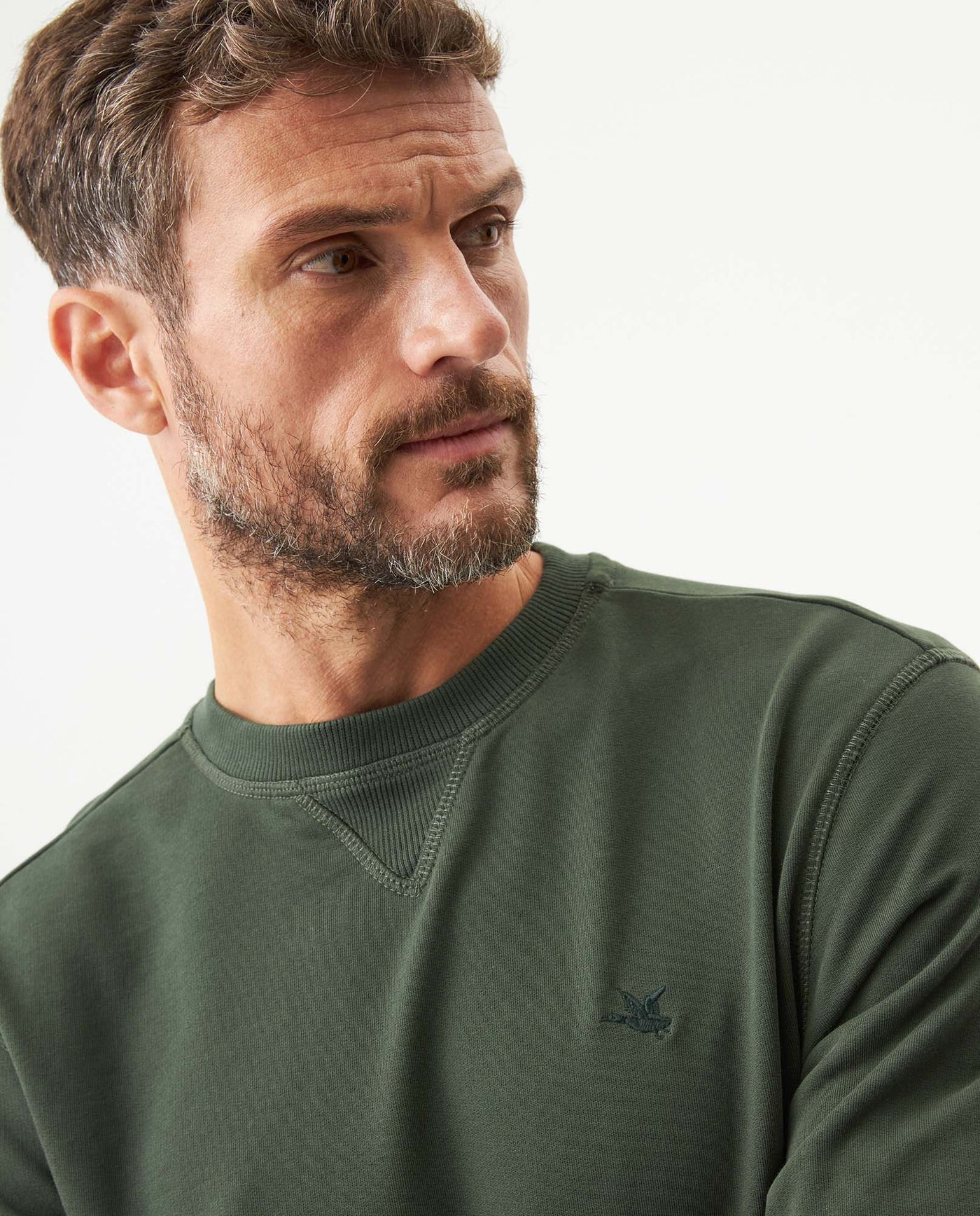 Men's Crewneck Sweatshirt in Cotton Stretch Blend, Navigator - 4