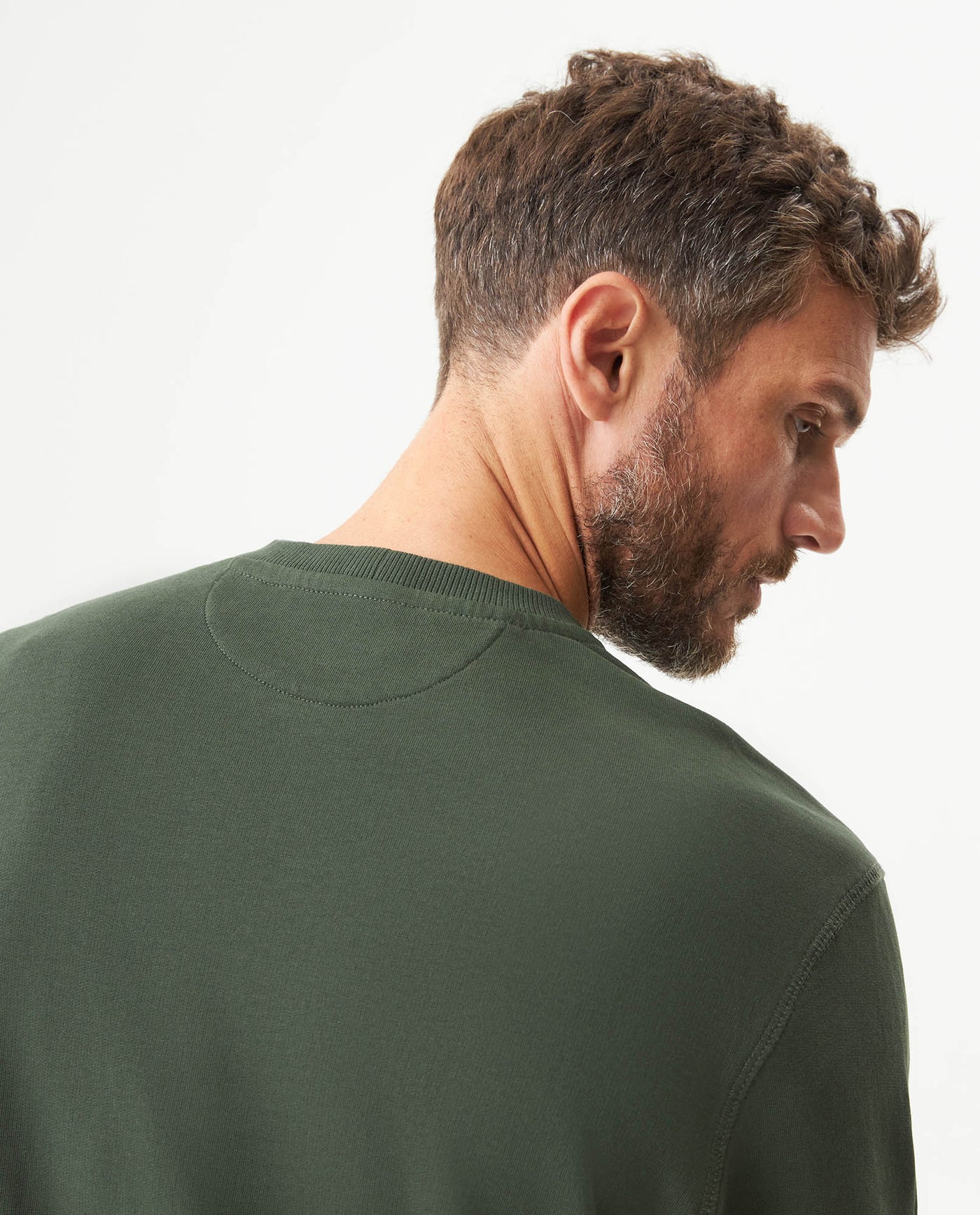 Men's Crewneck Sweatshirt in Cotton Stretch Blend, Navigator - 6