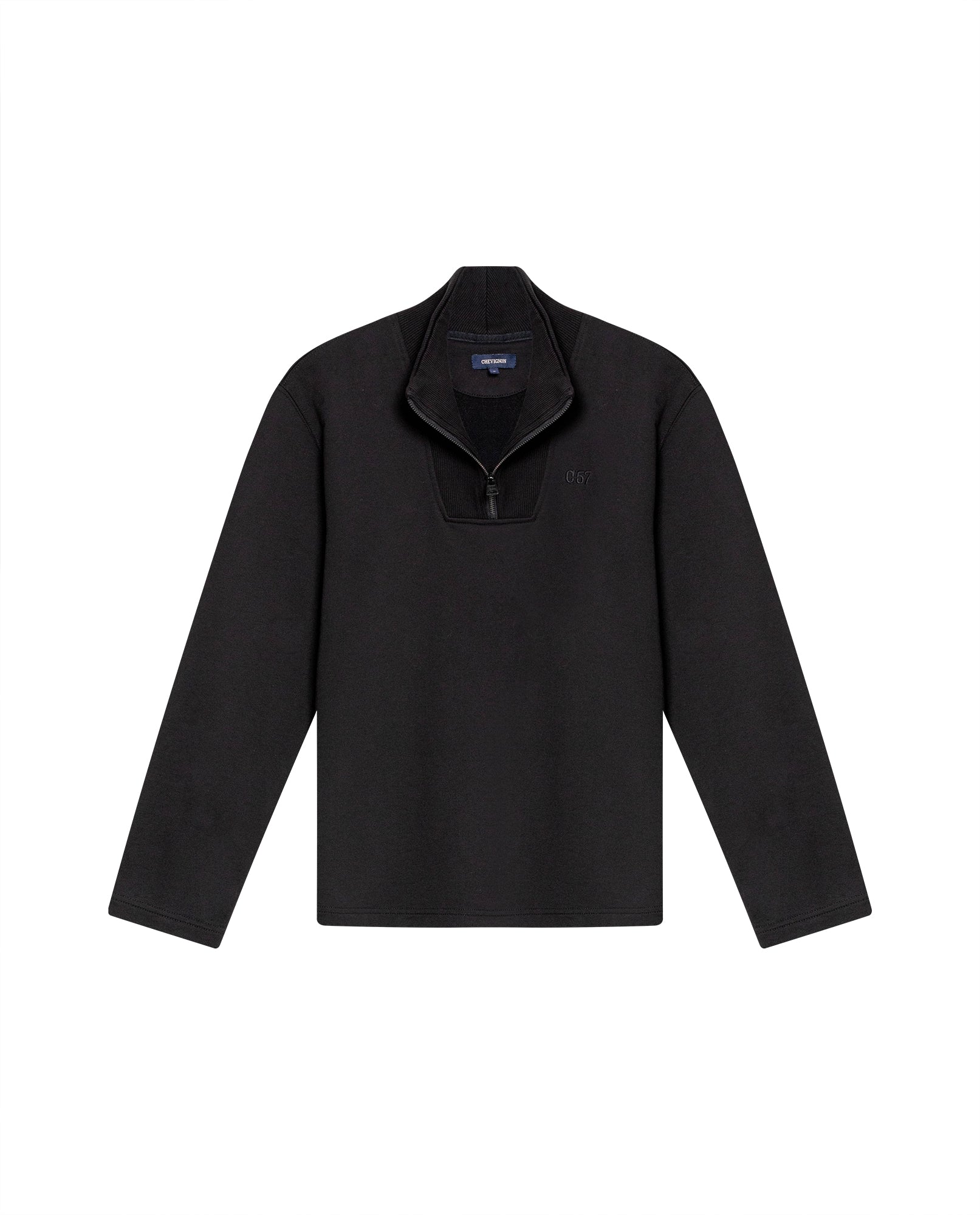 Men's Half-Zip Sweatshirt in Cotton-Polyester Blend, Nocturne - 1