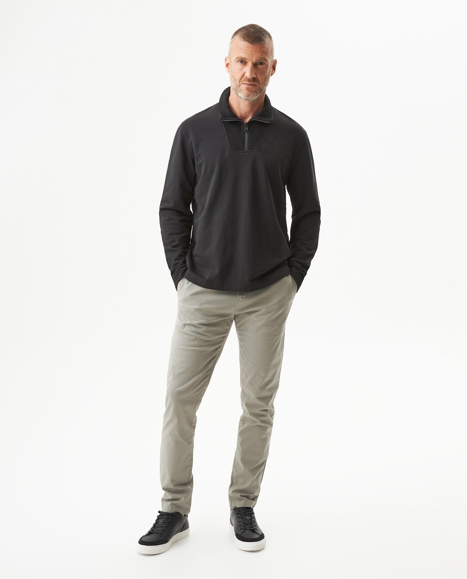 Men's Half-Zip Sweatshirt in Cotton-Polyester Blend, Nocturne - 3