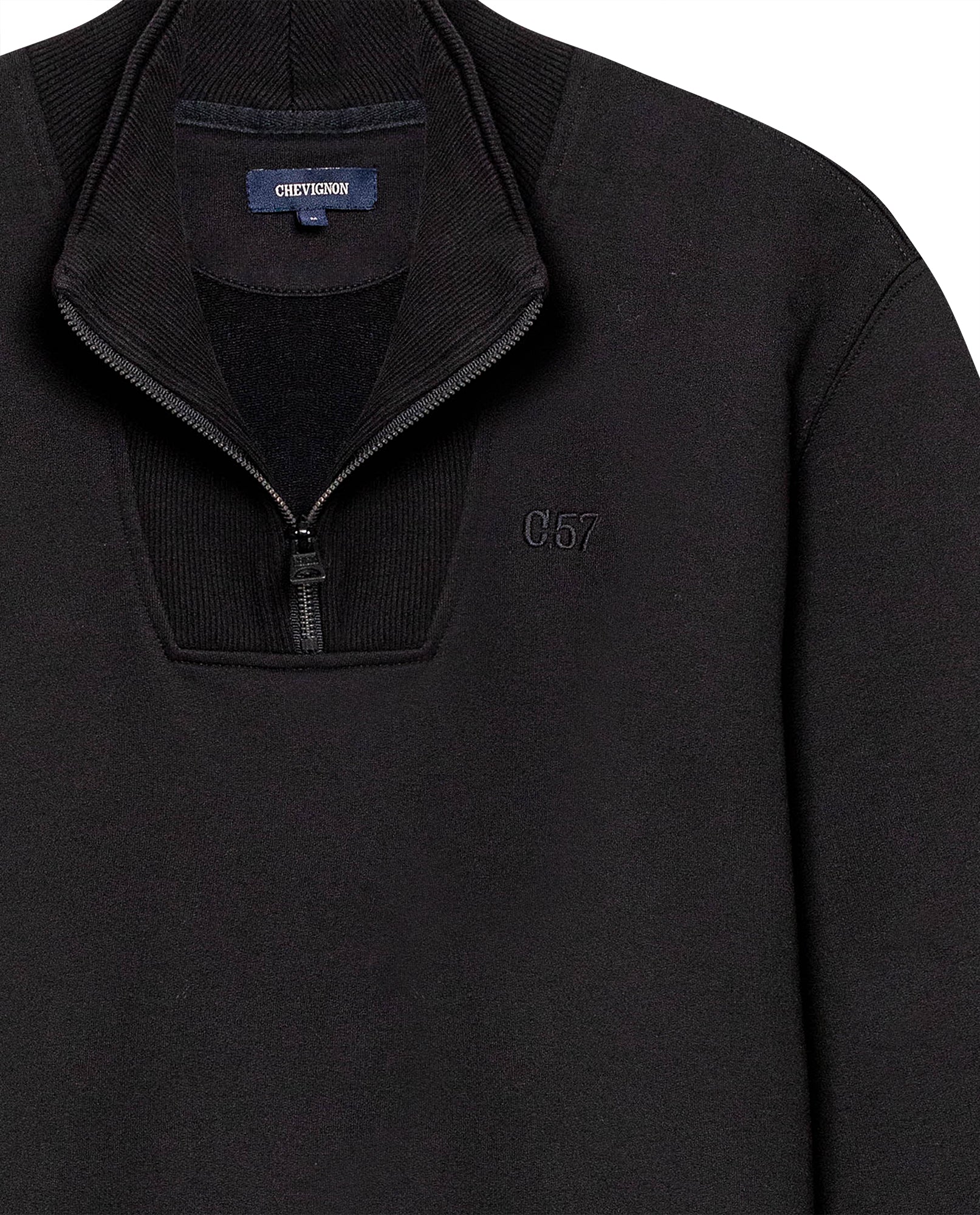 Men's Half-Zip Sweatshirt in Cotton-Polyester Blend, Nocturne - 7