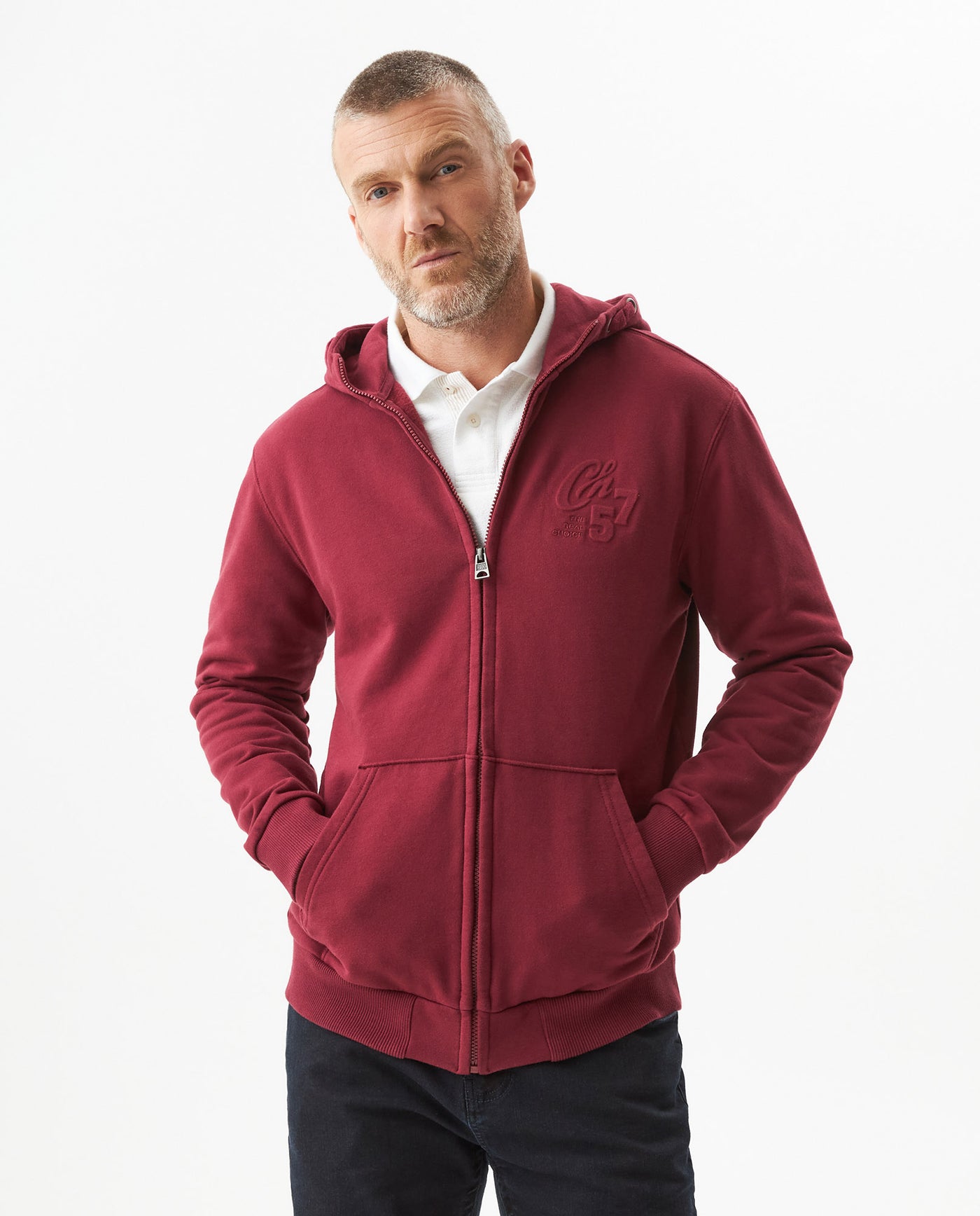 Men's Open Hoodie in Cotton Stretch Blend, Evening - 2