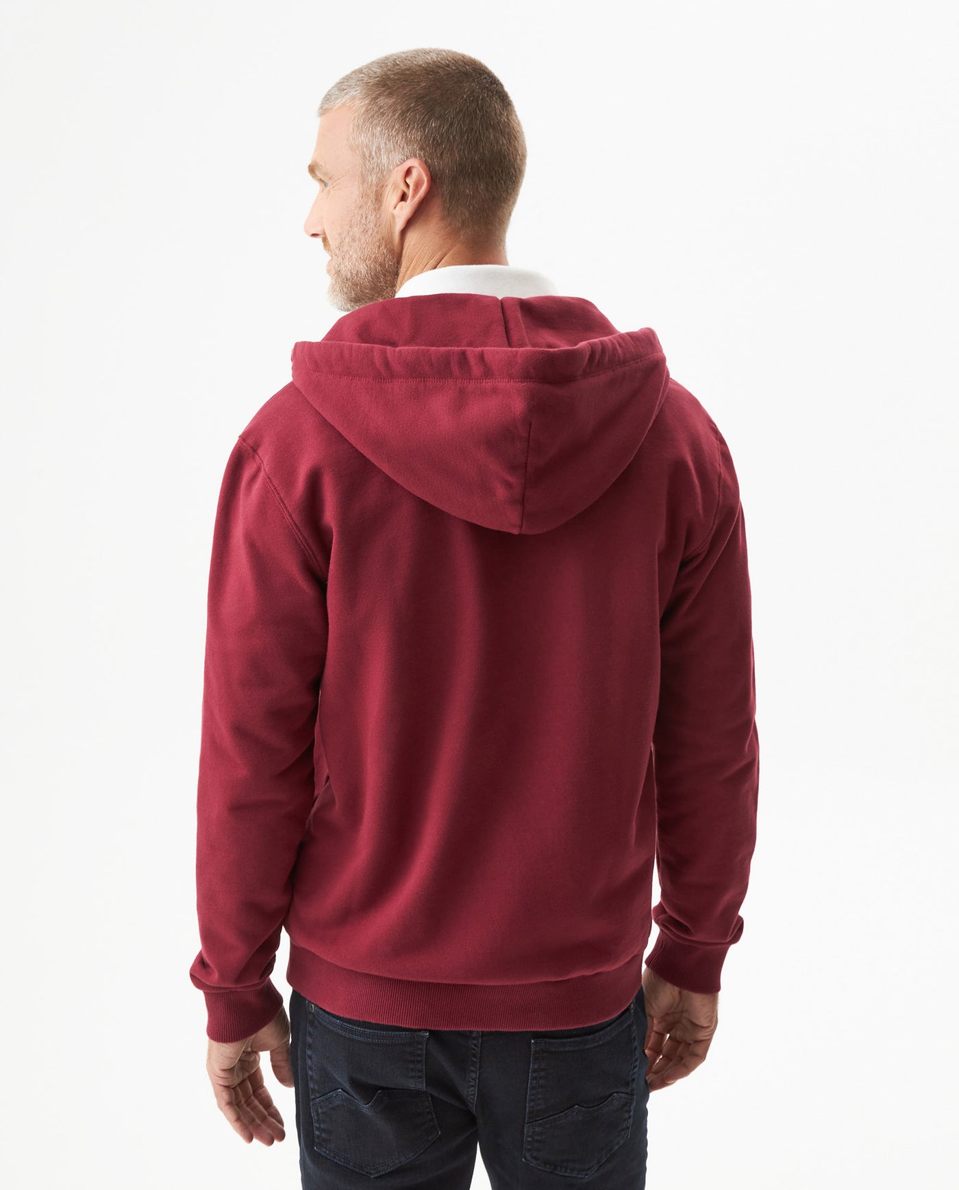 Men's Open Hoodie in Cotton Stretch Blend, Evening - 5