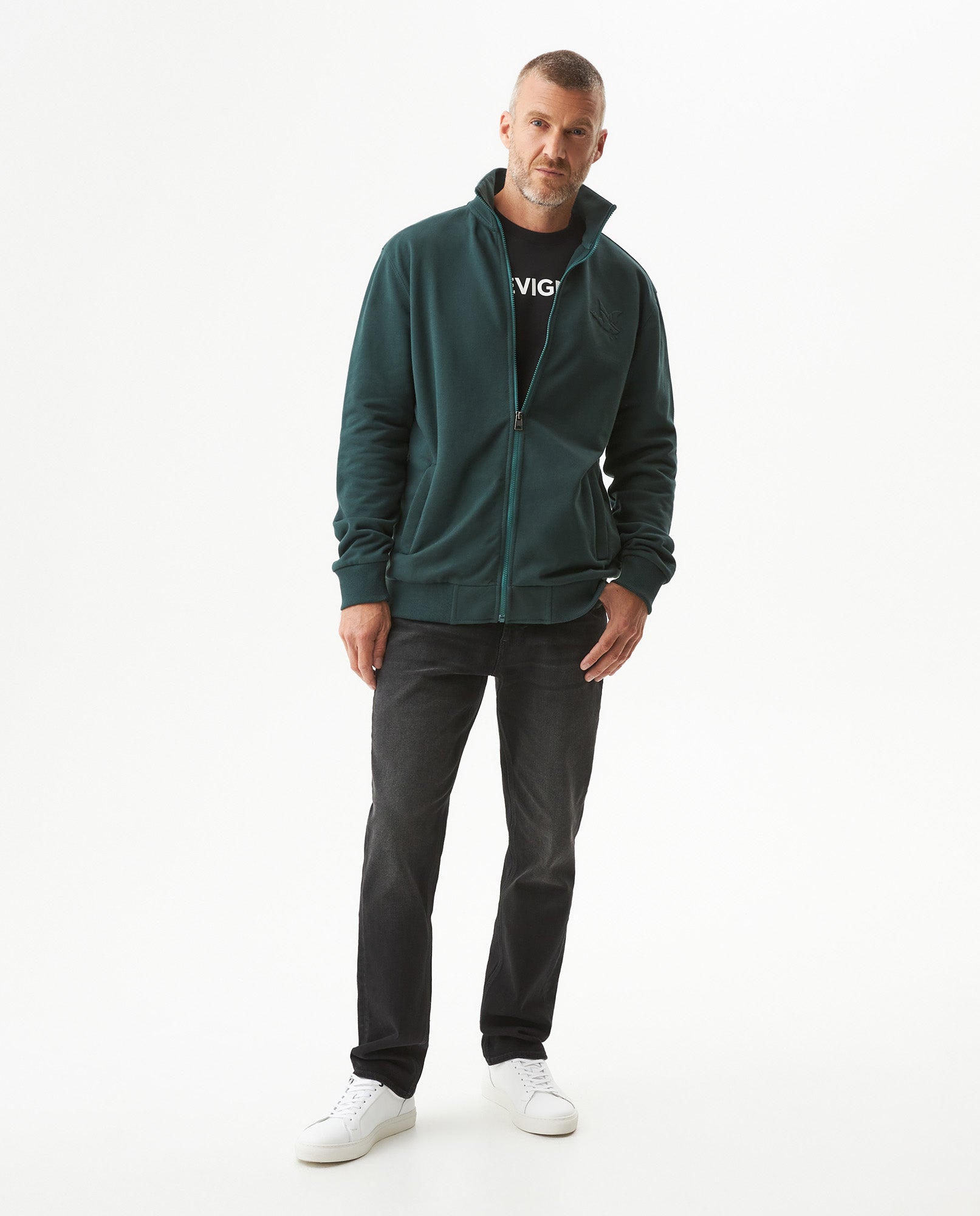 Men's High Collar Open Sweatshirt Duck Edition in Cotton-Polyester Blend, Bayside 689G004 - 3