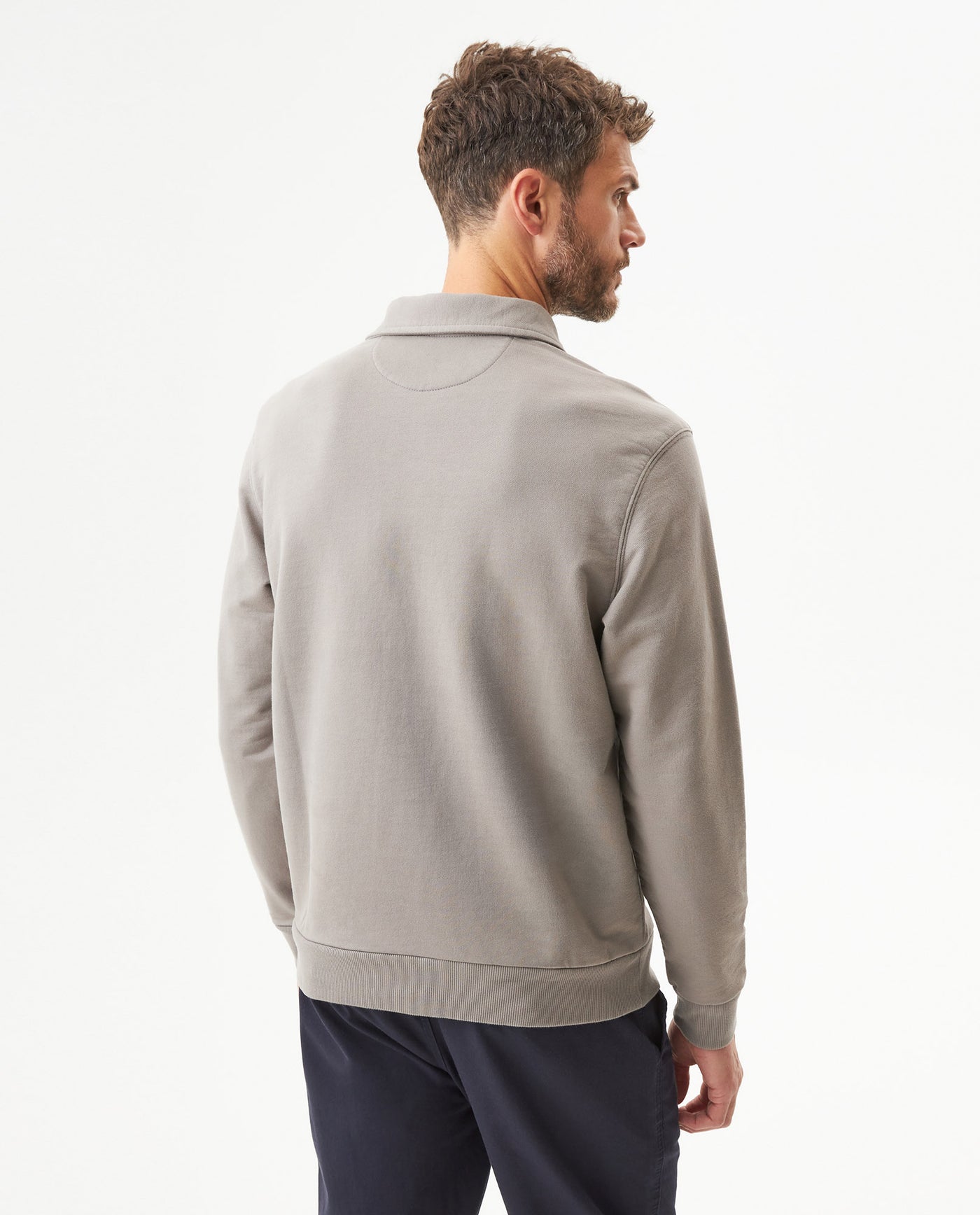 Men's Polo Style Sweatshirt in Cotton Stretch Blend, Lighthouse 689G010 - 5