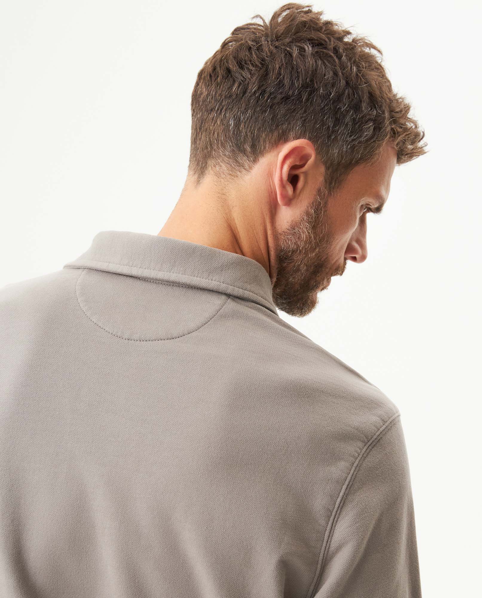 Men's Polo Style Sweatshirt in Cotton Stretch Blend, Lighthouse 689G010 - 6