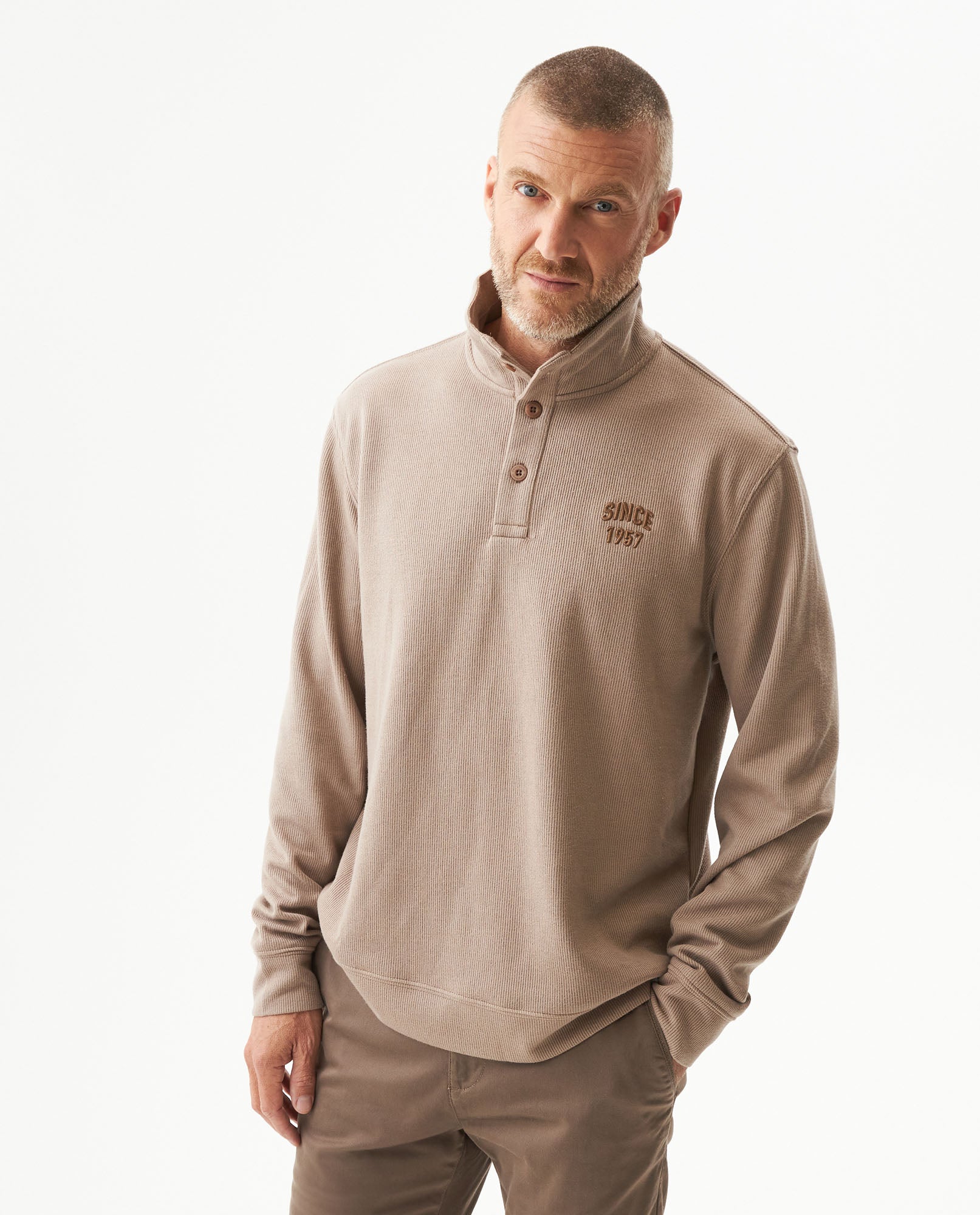 Men´s Cotton-Blend High-Neck Sweater - Brown 63_689G012_CAF171311_0