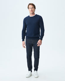 COTTON KNIT CREWNECK SWEATER IN NAVY