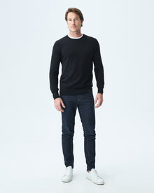 COTTON KNIT CREWNECK SWEATER IN BLACK
