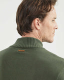 COTTON MOCKNECK FULL ZIP KNIT SWEATER IN GREEN