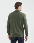 Men's Knitted Jacket, Nehru Collar - Welt Pockets - Green 691F002 - 4