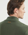 Men's Knitted Jacket, Nehru Collar - Welt Pockets - Green 691F002 - 5