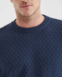 PULL EN COTON JACQUARD BLEU