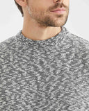 MARLED KNIT CREWNECK SWEATER IN BLACK AND WHITE