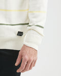 Men's Crew Neck Striped Sweater Jersey Knit 100% Cotton - 4