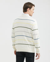 Men's Crew Neck Striped Sweater Jersey Knit 100% Cotton - 5