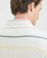 Men's Crew Neck Striped Sweater Jersey Knit 100% Cotton - 6