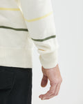Men's Crew Neck Striped Sweater Jersey Knit 100% Cotton - 7