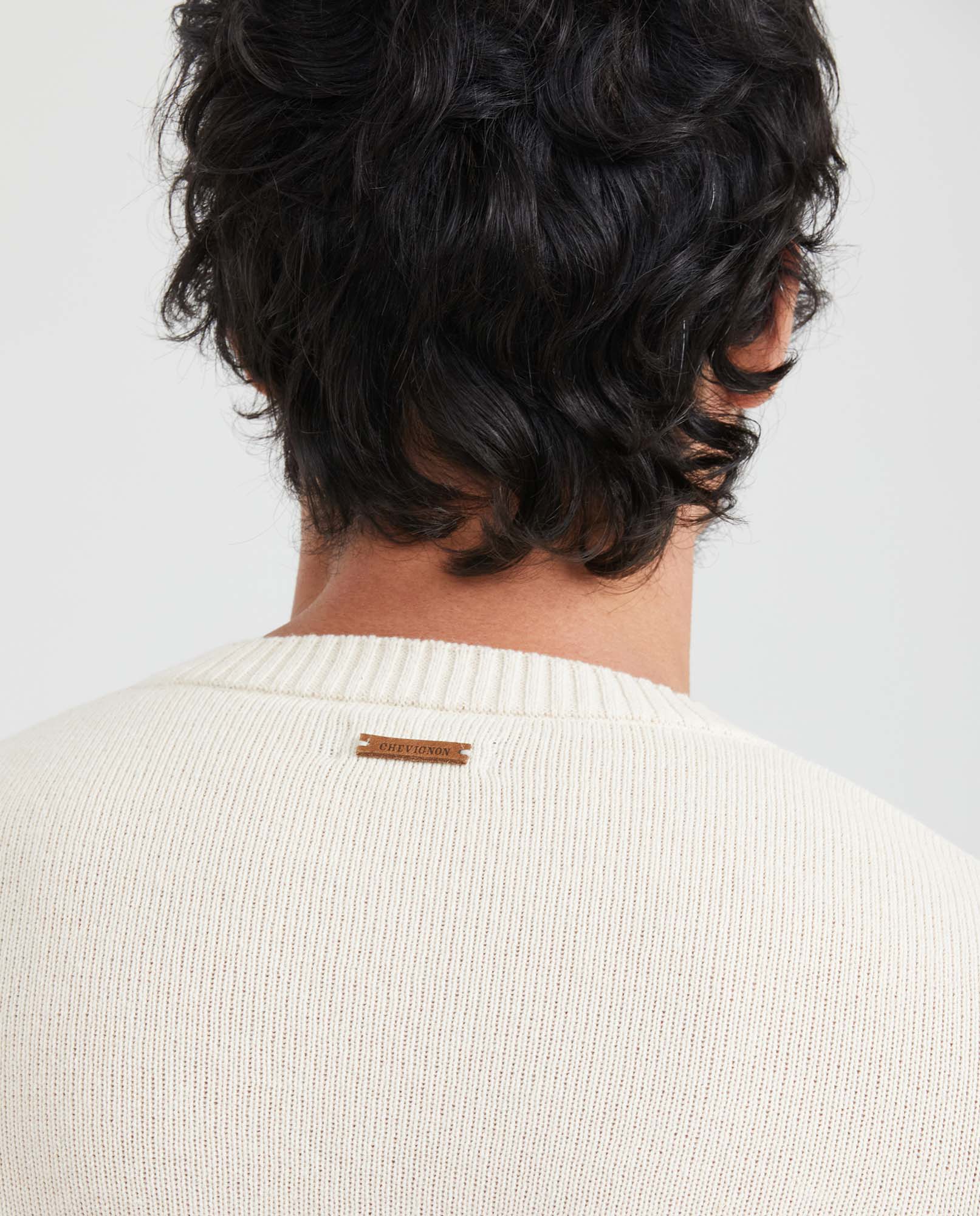 Men's Round Neck Sweater Irregular Blocks Jersey Knit in Recycled Cotton Blend - 4