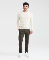 Men's Round Neck Sweater Irregular Blocks Jersey Knit in Recycled Cotton Blend - 5