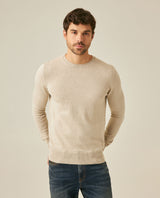 Mens Sweater Knit Regular Fit Crewneck Cotton Full Fashion Technique Heather Fiber Light Gauge Embroidered Duck - Raw 63_691H000_CRU110103_0
