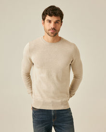 Mens Sweater Knit Regular Fit Crewneck Cotton Full Fashion Technique Heather Fiber Light Gauge Embroidered Duck - Raw 63_691H000_CRU110103_0