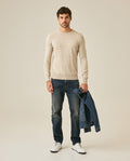 Mens Sweater Knit Regular Fit Crewneck Cotton Full Fashion Technique Heather Fiber Light Gauge Embroidered Duck - Raw 63_691H000_CRU110103_4