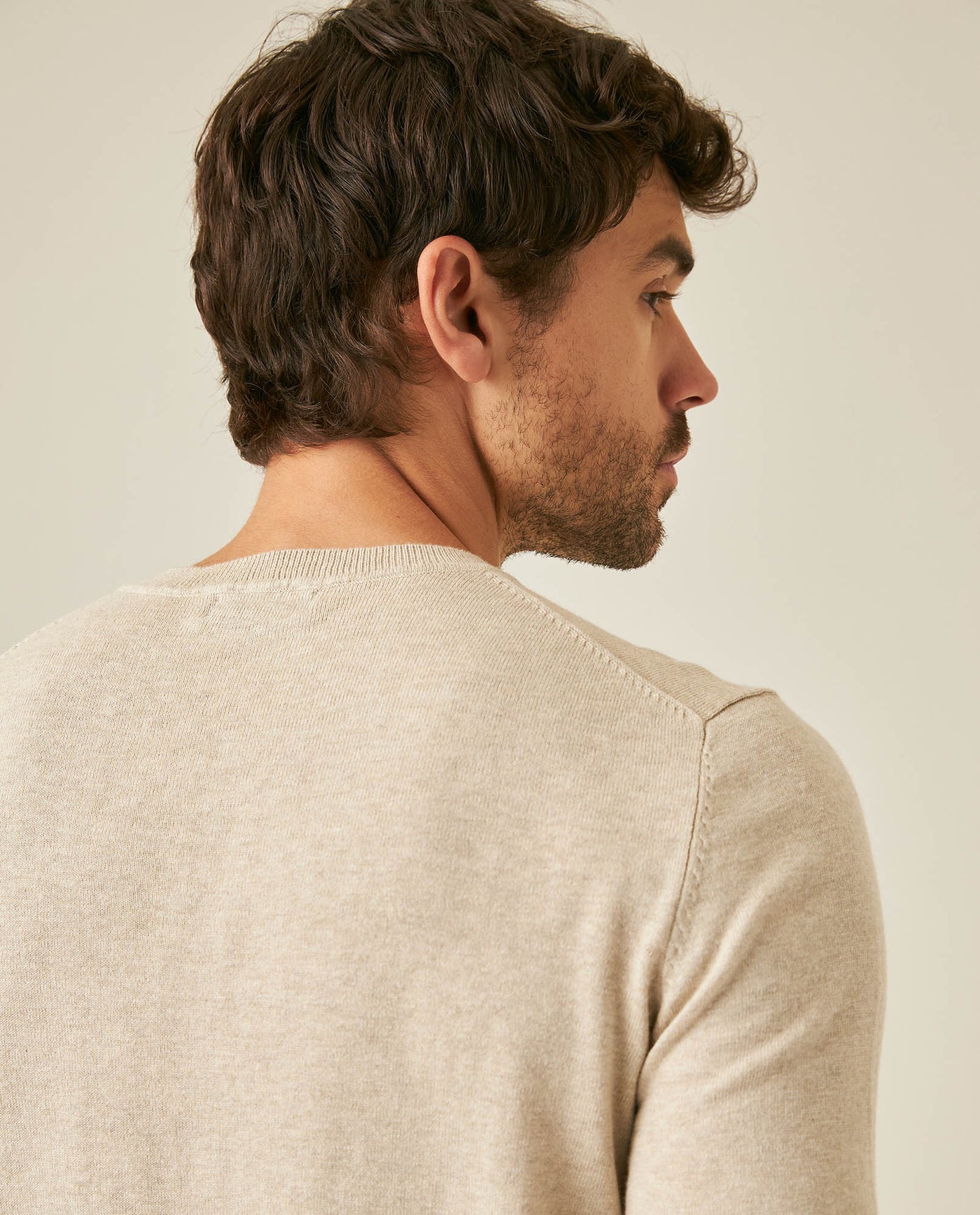 Mens Sweater Knit Regular Fit Crewneck Cotton Full Fashion Technique Heather Fiber Light Gauge Embroidered Duck - Raw 63_691H000_CRU110103_7