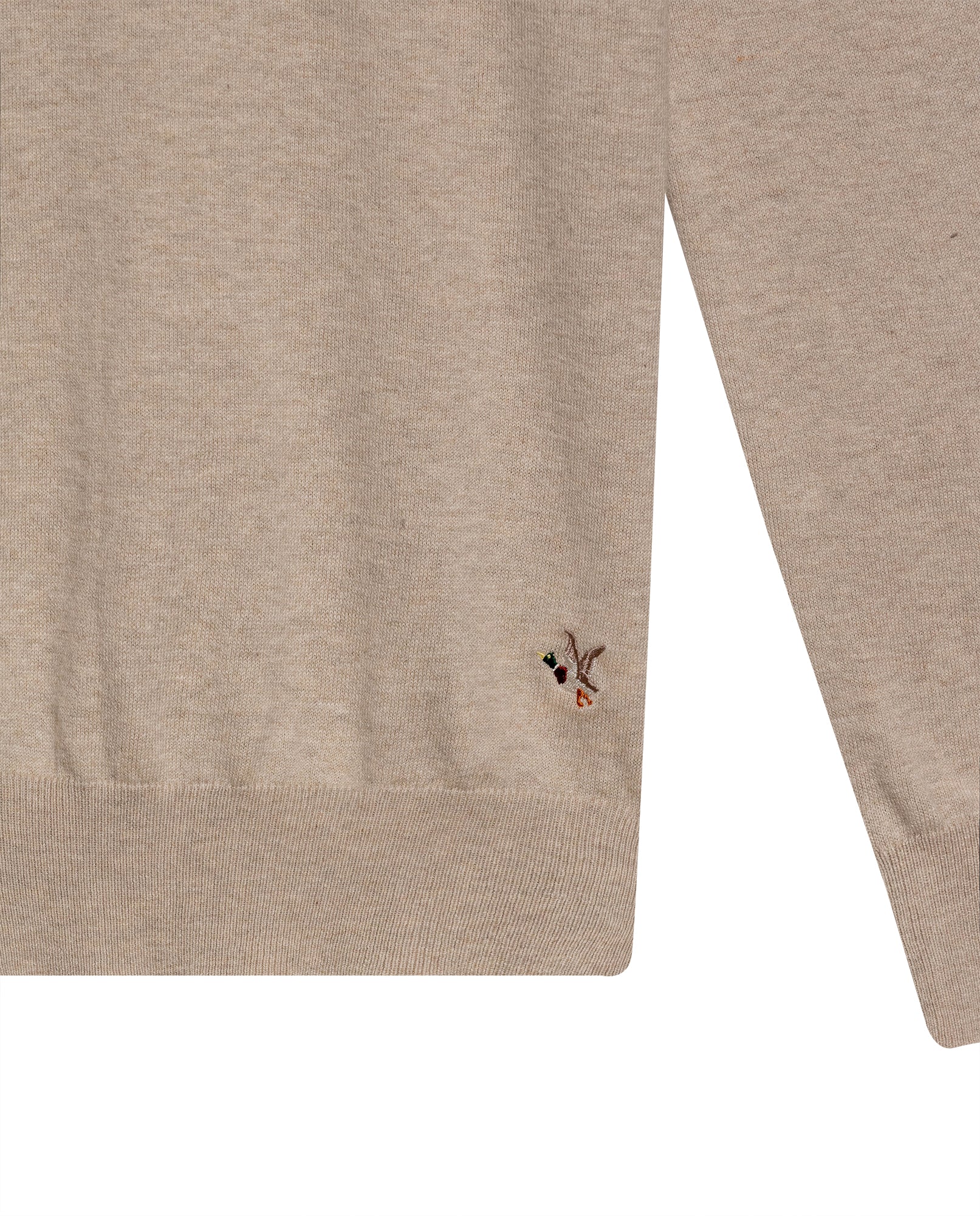 Mens Sweater Knit Regular Fit Crewneck Cotton Full Fashion Technique Heather Fiber Light Gauge Embroidered Duck - Raw 63_691H000_CRU110103_8