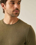 Mens Sweater Knit Regular Fit Crewneck Cotton Full Fashion Technique Heather Fiber Light Gauge Embroidered Duck - Green 63_691H000_VER176323_5