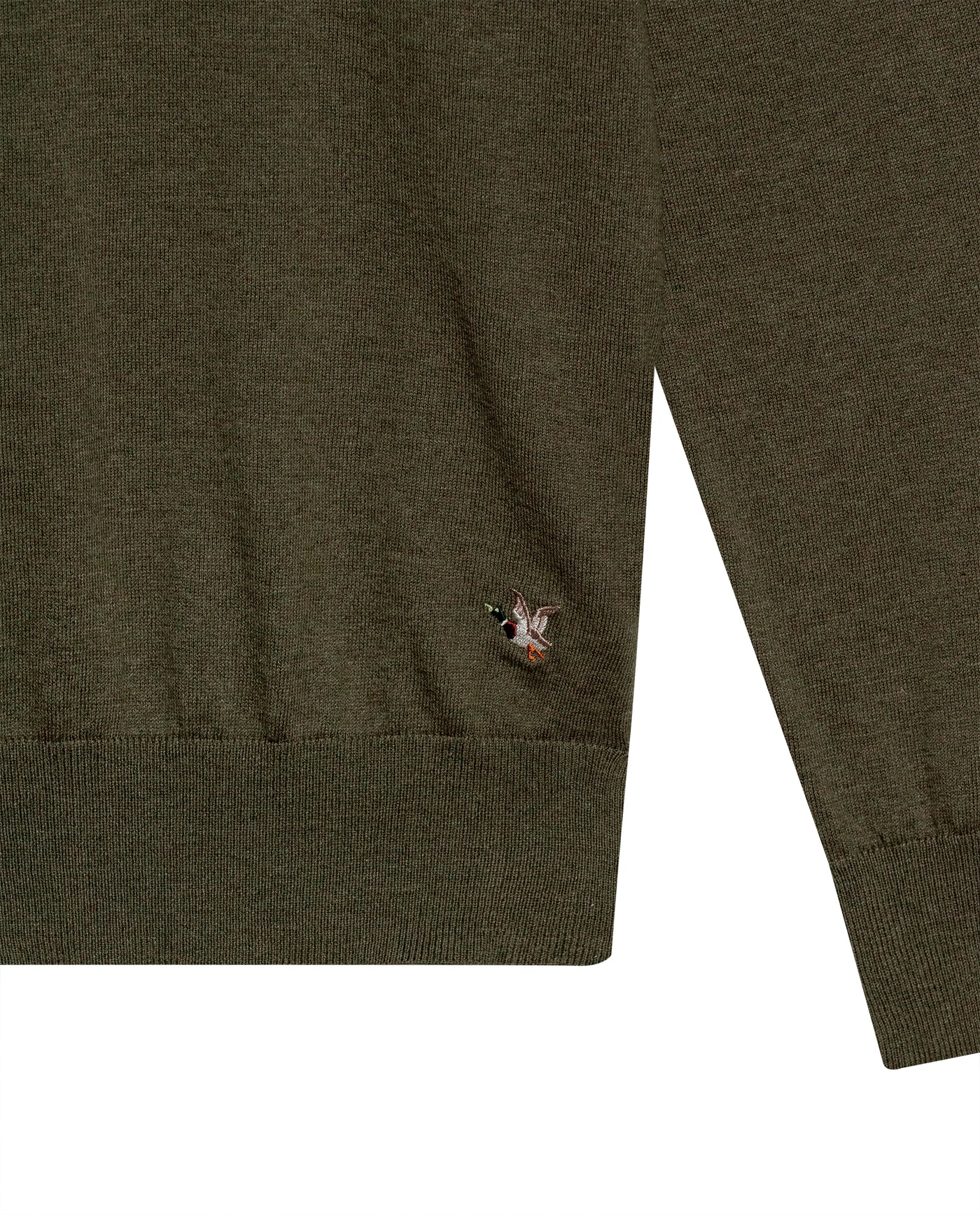 Mens Sweater Knit Regular Fit Crewneck Cotton Full Fashion Technique Heather Fiber Light Gauge Embroidered Duck - Green 63_691H000_VER176323_8