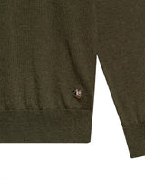 Mens Sweater Knit Regular Fit Crewneck Cotton Full Fashion Technique Heather Fiber Light Gauge Embroidered Duck - Green 63_691H000_VER176323_8