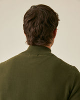 Mens Jacket Knit Piqué Regular Fit Mandarin Collar Cotton Heathered Transseasonal Cardigan Metal Zipper Leather Pull - Green 63_691H001_VER185322_7
