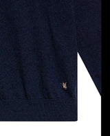 Mens Sweater Knit Mandarin Collar Half Zip Cotton Full Fashion Technique Heather Fiber Light Gauge Contrast Interior - Blue 63_691H002_AZU194030_8