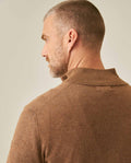 Mens Sweater Knit Mandarin Collar Half Zip Cotton Full Fashion Technique Heather Fiber Light Gauge Contrast Interior - Khaki 63_691H002_CAQ150309_7